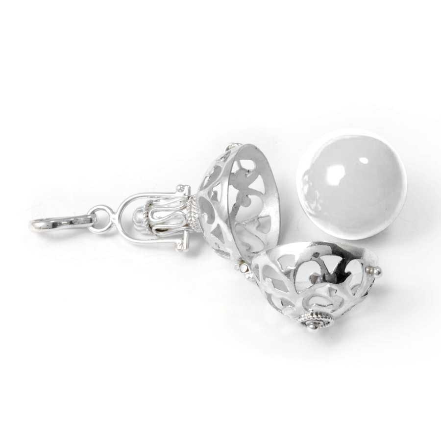 Silver Bola Cage with Coloured Ball - Silver Jewellery - Boutique Nirvana