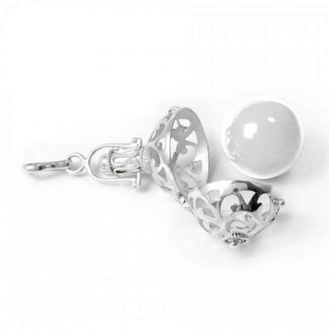 Silver Bola Cage with Coloured Ball - Silver Jewellery - Boutique Nirvana
