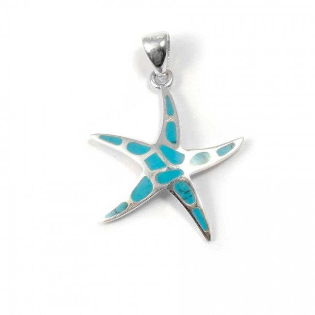 Starfish Pendant with Natural Stone - Silver Jewellery - Boutique Nirvana