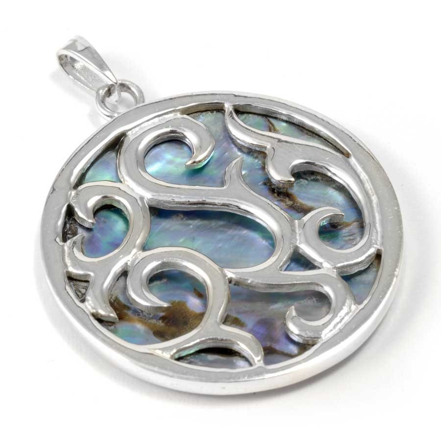 Pendentif rond en argent ouvragé avec Pierre - BIJOUX ARGENT - Boutique Nirvana