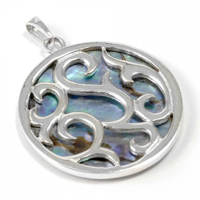 Pendentif rond en argent ouvragé avec Pierre - BIJOUX ARGENT - Boutique Nirvana