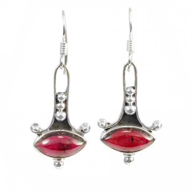 Indian Silver Gemstone Earrings - Silver Jewellery - Boutique Nirvana