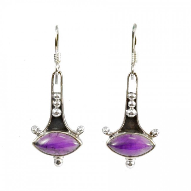 Boucles d'oreilles argent avec pierres ovales - BIJOUX ARGENT - Boutique Nirvana