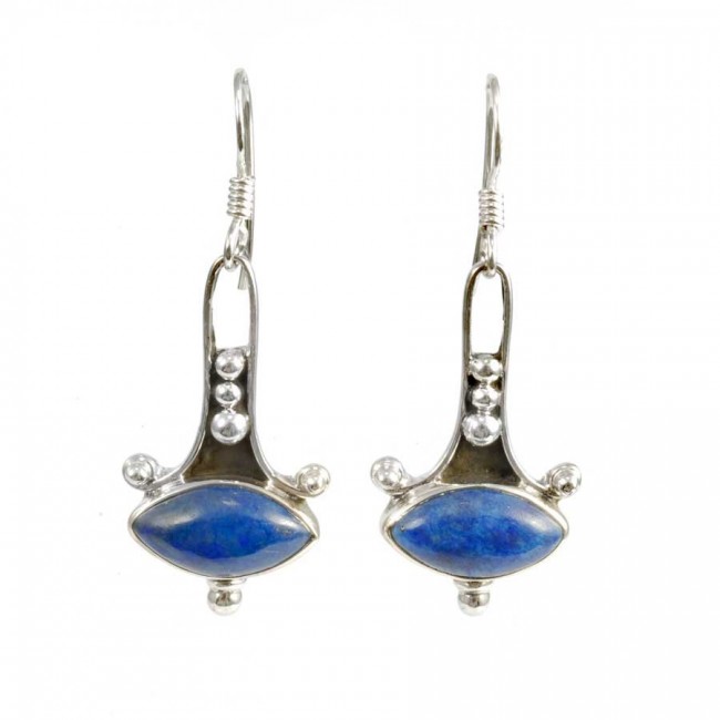 Boucles d'oreilles argent avec pierres ovales - BIJOUX ARGENT - Boutique Nirvana