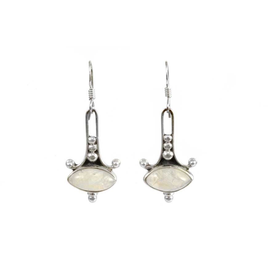 Boucles d'oreilles argent avec pierres ovales - BIJOUX ARGENT - Boutique Nirvana
