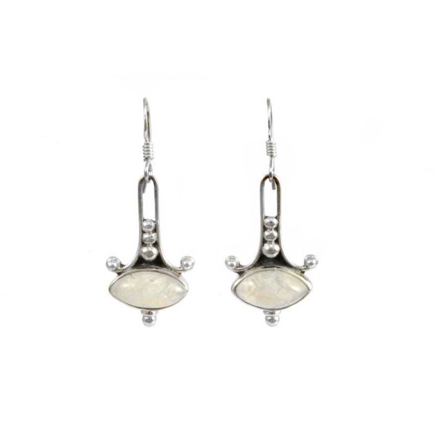 Boucles d'oreilles argent avec pierres ovales - BIJOUX ARGENT - Boutique Nirvana