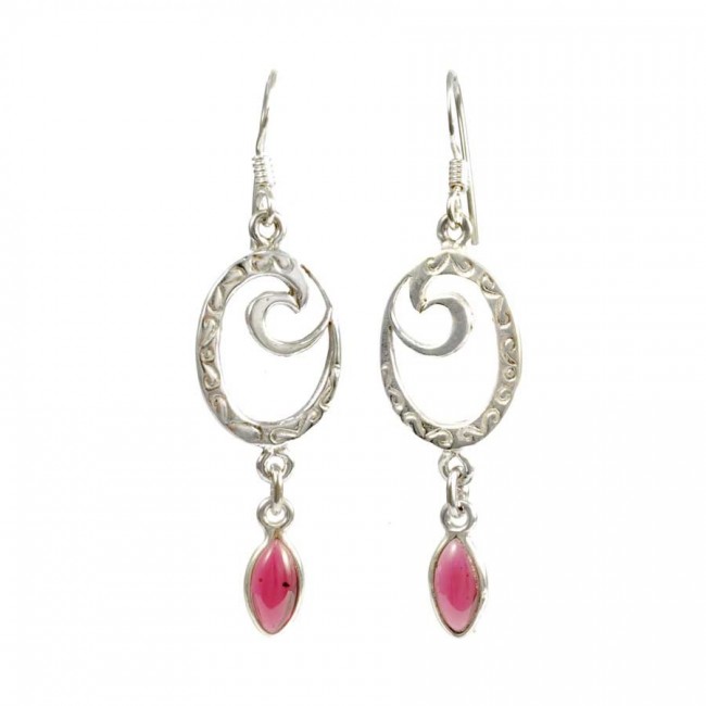 Silver and Stone Spiral Earrings - Silver Jewellery - Boutique Nirvana