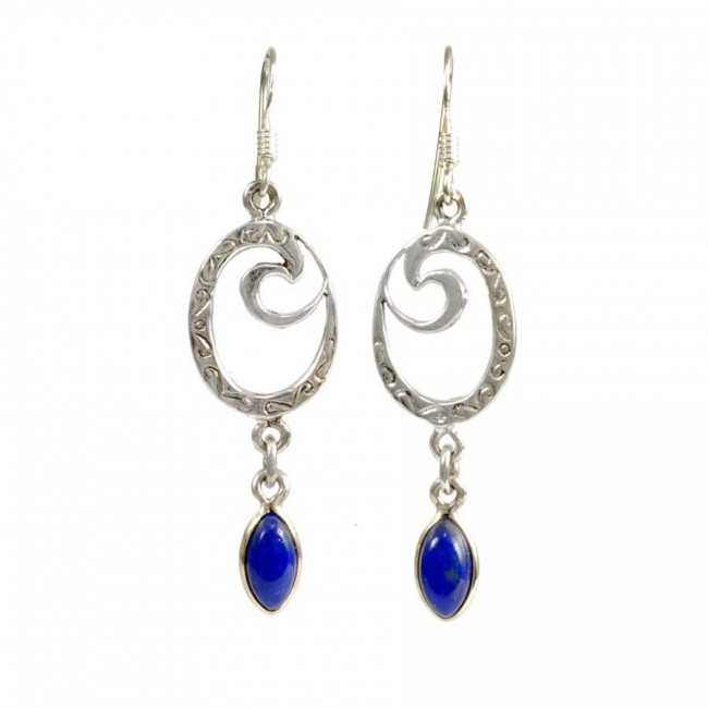 Silver and Stone Spiral Earrings - Silver Jewellery - Boutique Nirvana