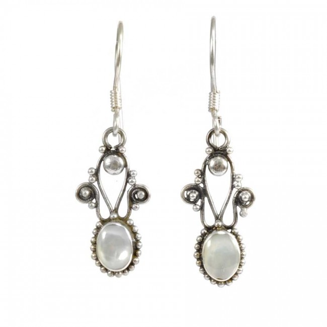 Vintage Natural Stone Drop Earrings - Silver Jewellery - Boutique Nirvana
