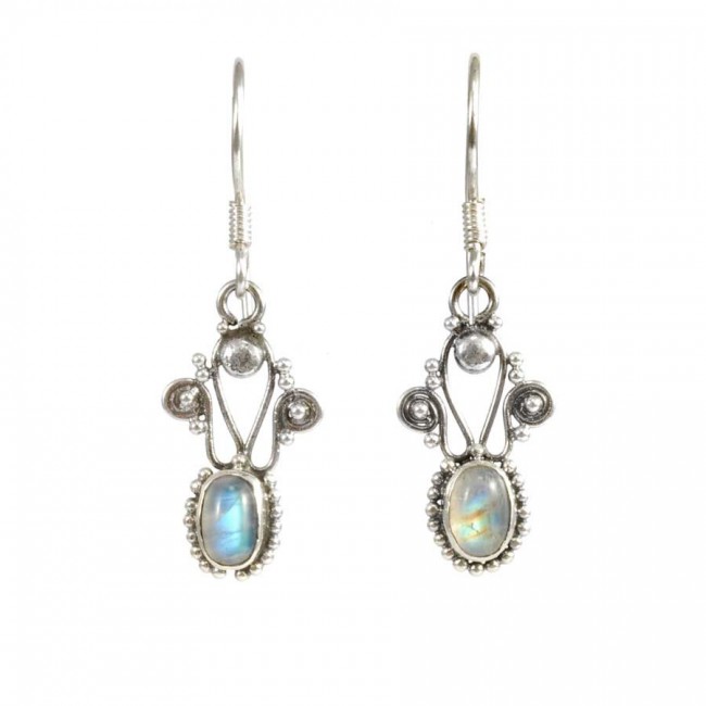Vintage Natural Stone Drop Earrings - Silver Jewellery - Boutique Nirvana