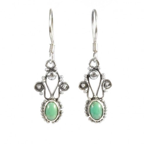 Vintage Natural Stone Drop Earrings - Silver Jewellery - Boutique Nirvana 2