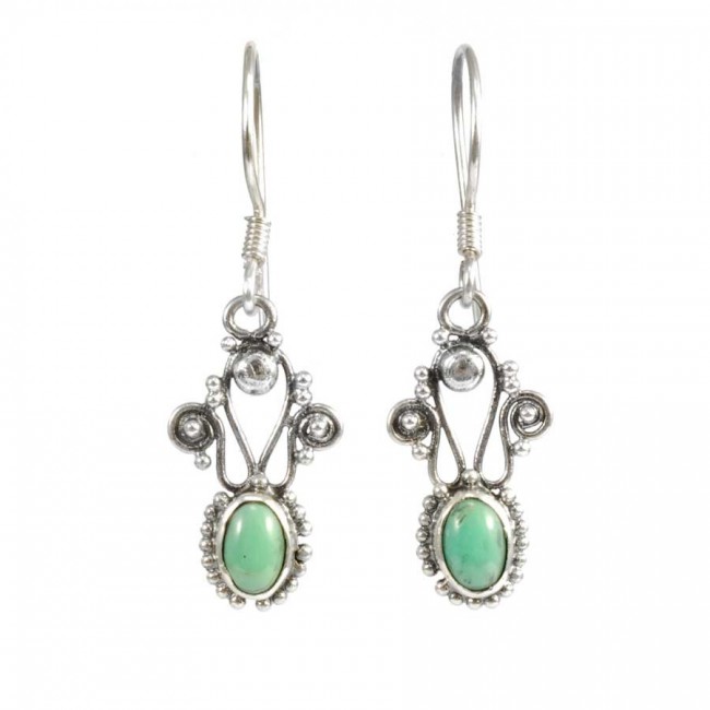 Vintage Natural Stone Drop Earrings - Silver Jewellery - Boutique Nirvana