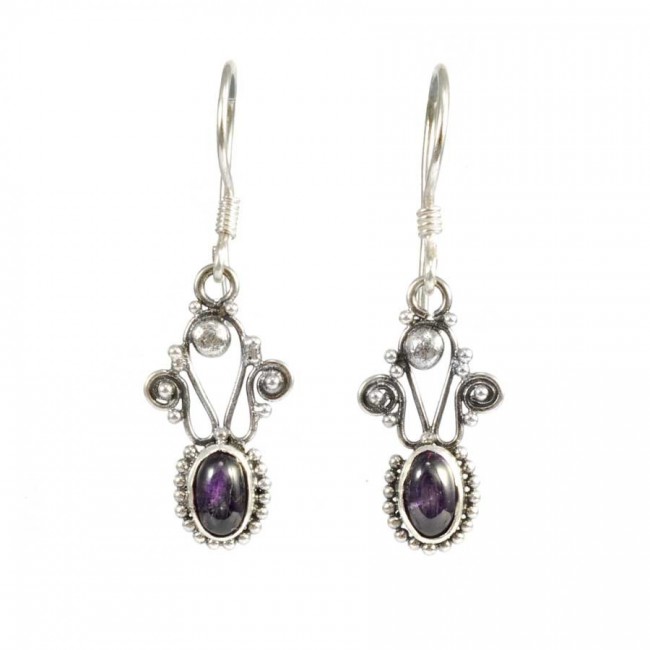 Boucles d'oreilles argent filigrane et pierre - BIJOUX ARGENT - Boutique Nirvana