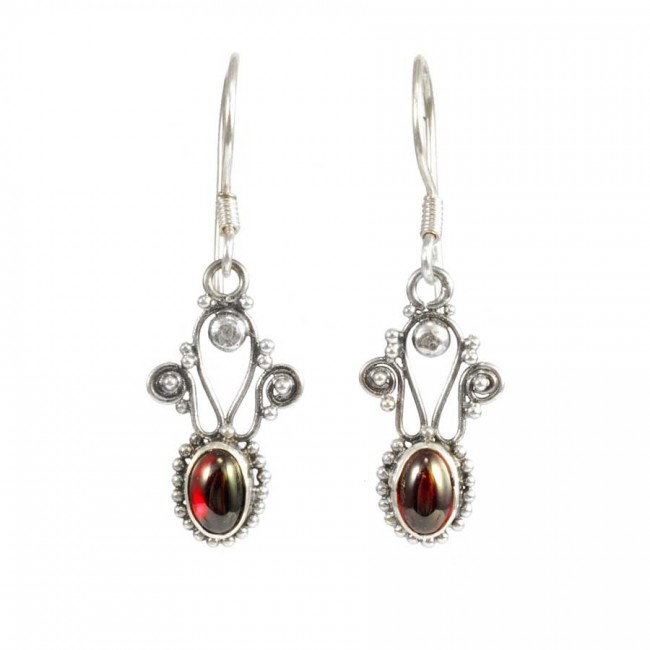 Boucles d'oreilles argent filigrane et pierre - BIJOUX ARGENT - Boutique Nirvana