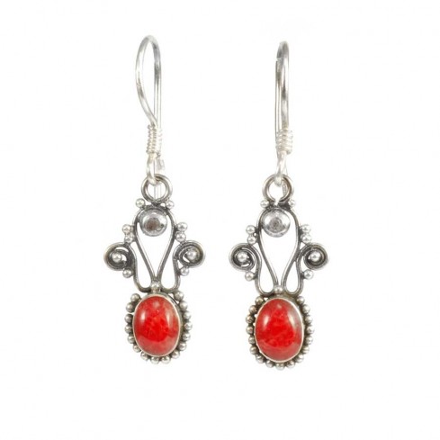 Vintage Natural Stone Drop Earrings - Silver Jewellery - Boutique Nirvana