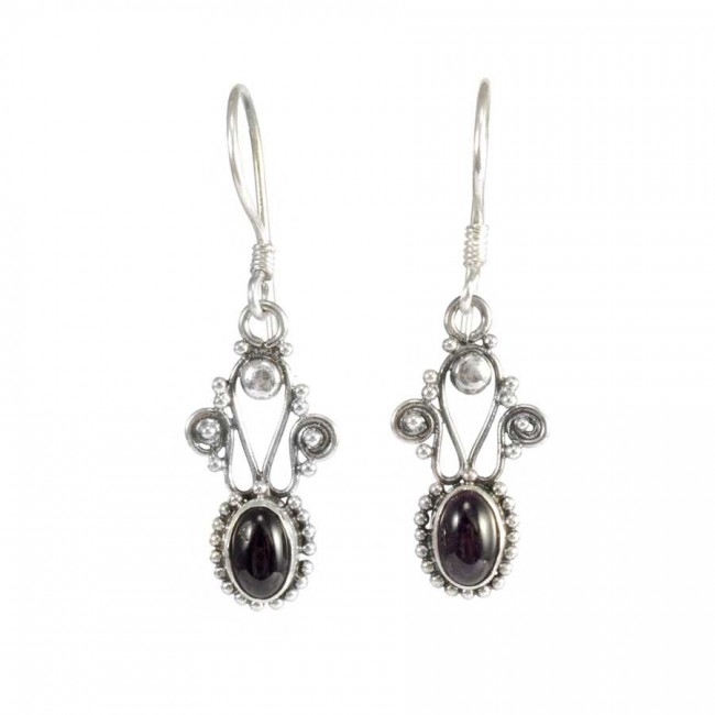 Vintage Natural Stone Drop Earrings - Silver Jewellery - Boutique Nirvana