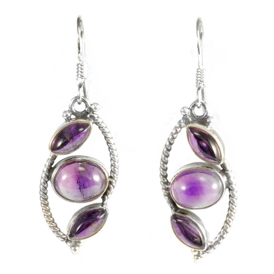 Boucles d'oreilles losanges trois pierres - BIJOUX ARGENT - Boutique Nirvana