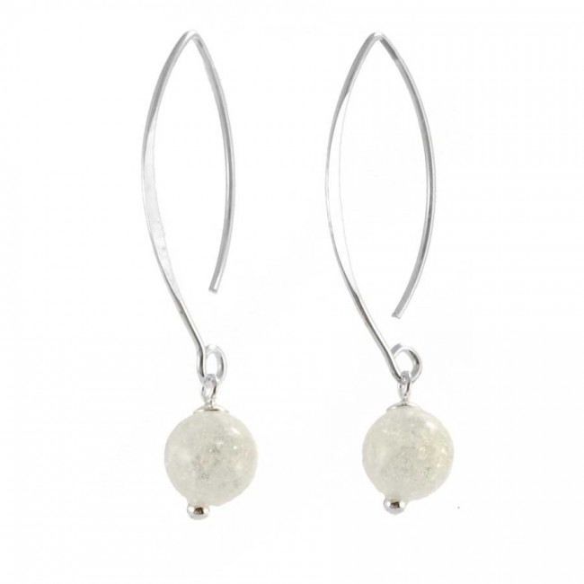 Silver Swan Neck Gemstone Earrings - Silver Jewellery - Boutique Nirvana
