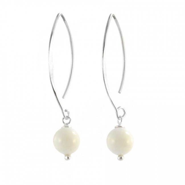 Silver Swan Neck Gemstone Earrings - Silver Jewellery - Boutique Nirvana