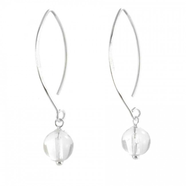 Boucles d'oreilles argent col de cygne avec pierre ronde - BIJOUX ARGENT - Boutique Nirvana