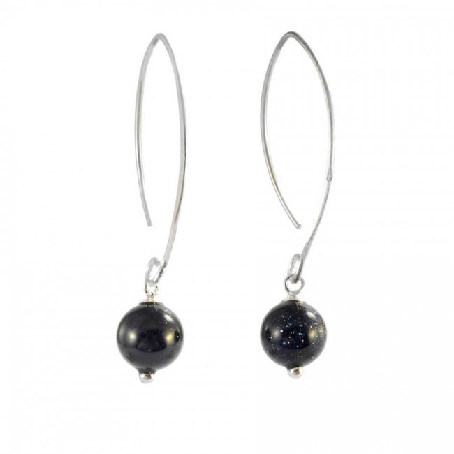 Boucles d'oreilles argent col de cygne avec pierre ronde - BIJOUX ARGENT - Boutique Nirvana
