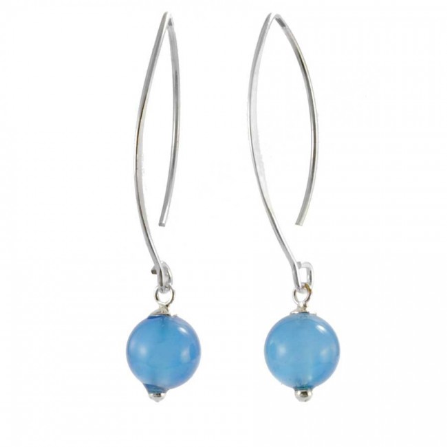 Boucles d'oreilles argent col de cygne avec pierre ronde - BIJOUX ARGENT - Boutique Nirvana