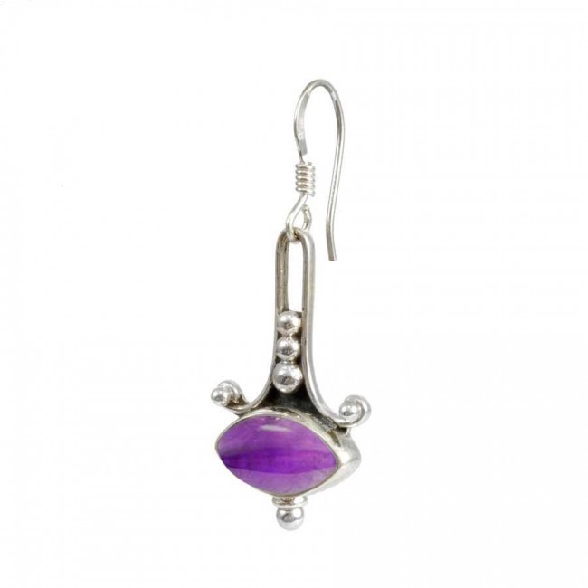 Boucles d'oreilles argent avec pierres ovales - BIJOUX ARGENT - Boutique Nirvana