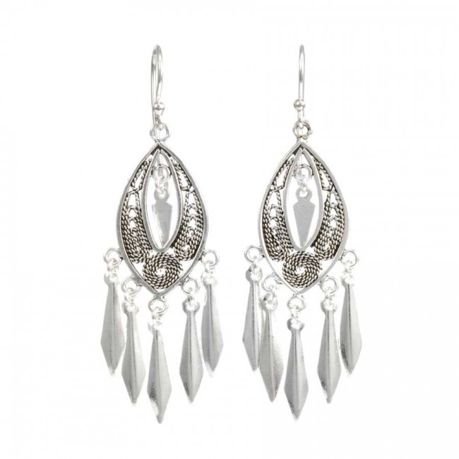 Boucles d'oreilles filigrane et pampilles - BIJOUX ARGENT - Boutique Nirvana