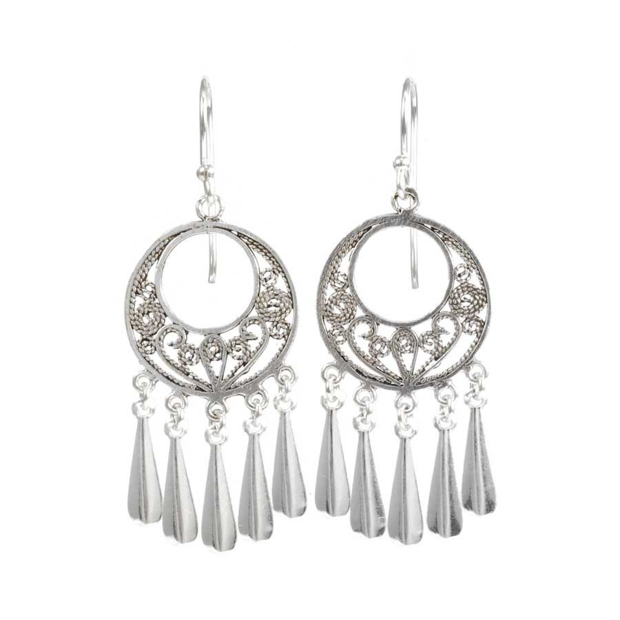 Boucles d'oreilles filigrane et pampilles - BIJOUX ARGENT - Boutique Nirvana