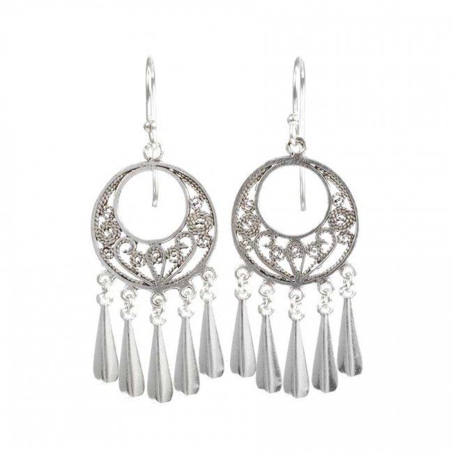 Boucles d'oreilles filigrane et pampilles - BIJOUX ARGENT - Boutique Nirvana