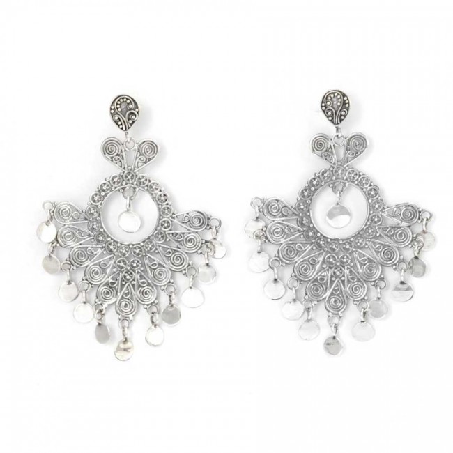 Silver Filigree Fan Earrings - 0 - Boutique Nirvana