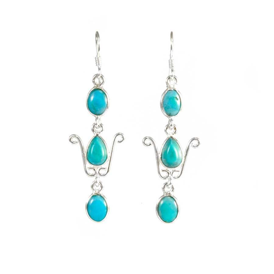 Elegant Three-Stone Drop Earrings - Silver Jewellery - Boutique Nirvana