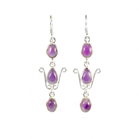 Elegant Three-Stone Drop Earrings - Silver Jewellery - Boutique Nirvana 2