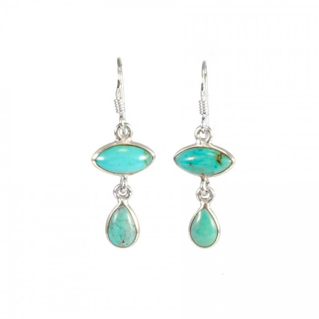 Boucles d'oreilles en argent avec deux pierres - BIJOUX ARGENT - Boutique Nirvana