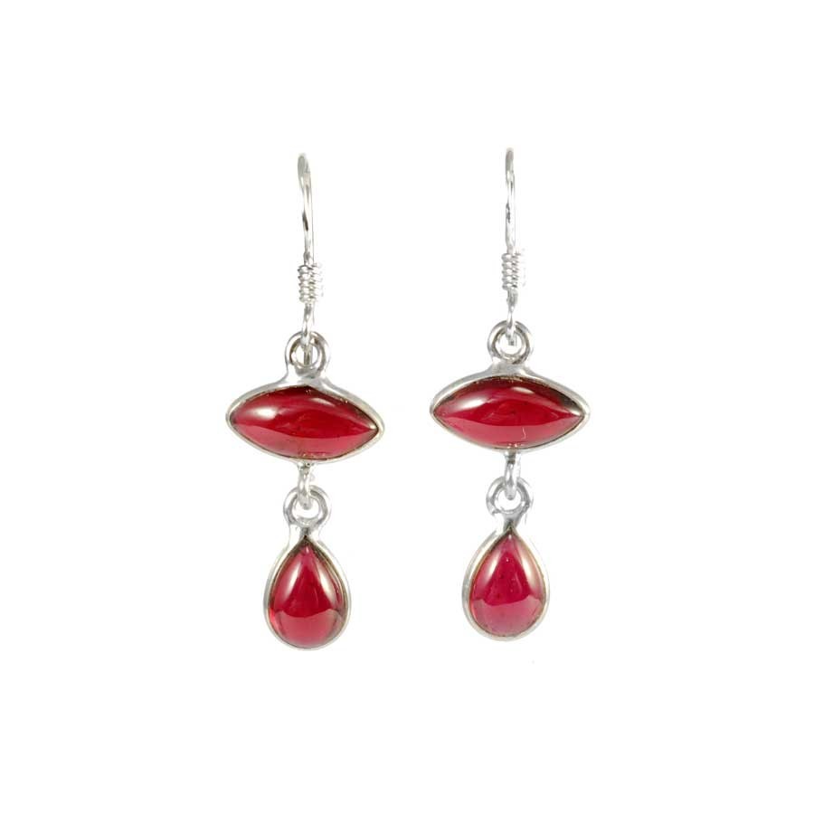 Boucles d'oreilles en argent avec deux pierres - BIJOUX ARGENT - Boutique Nirvana