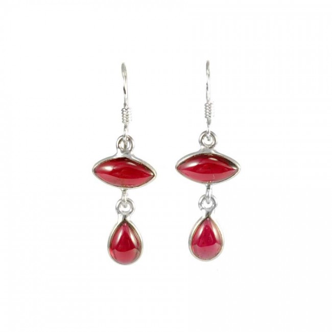 Boucles d'oreilles en argent avec deux pierres - BIJOUX ARGENT - Boutique Nirvana