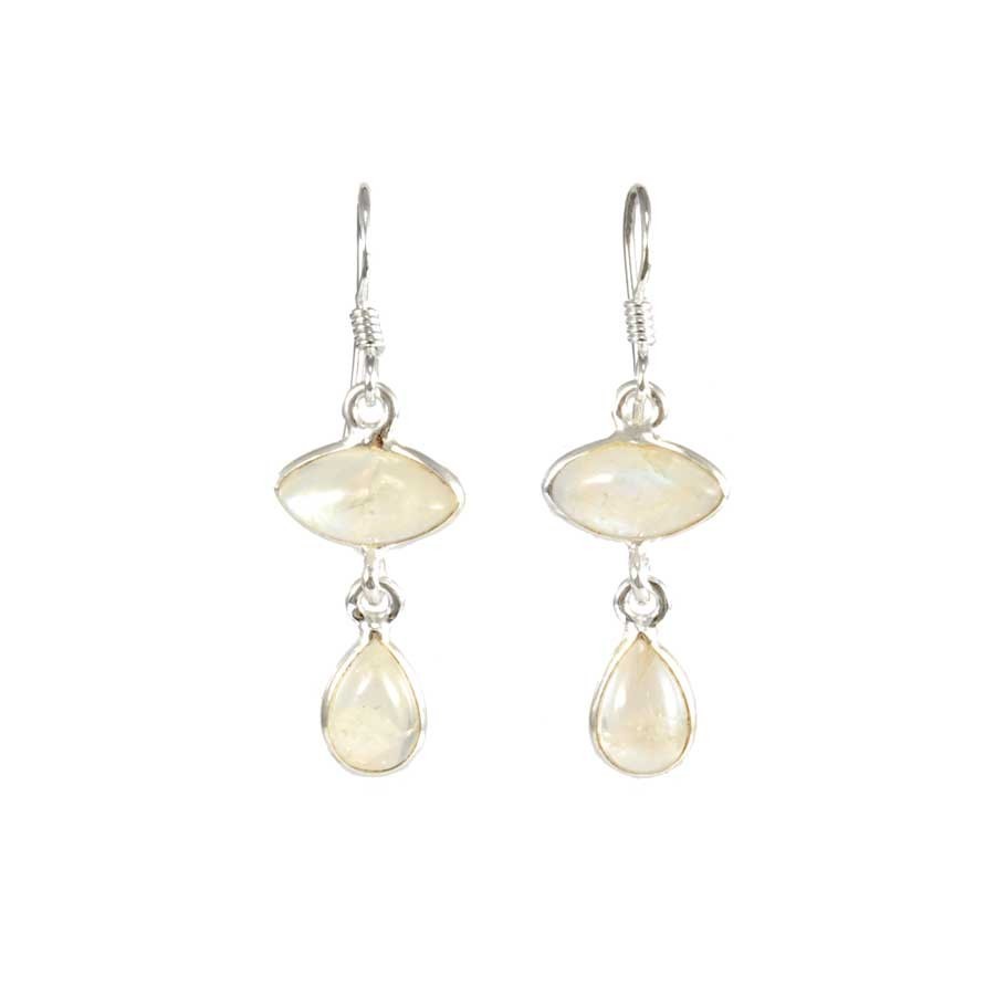 Boucles d'oreilles en argent avec deux pierres - BIJOUX ARGENT - Boutique Nirvana