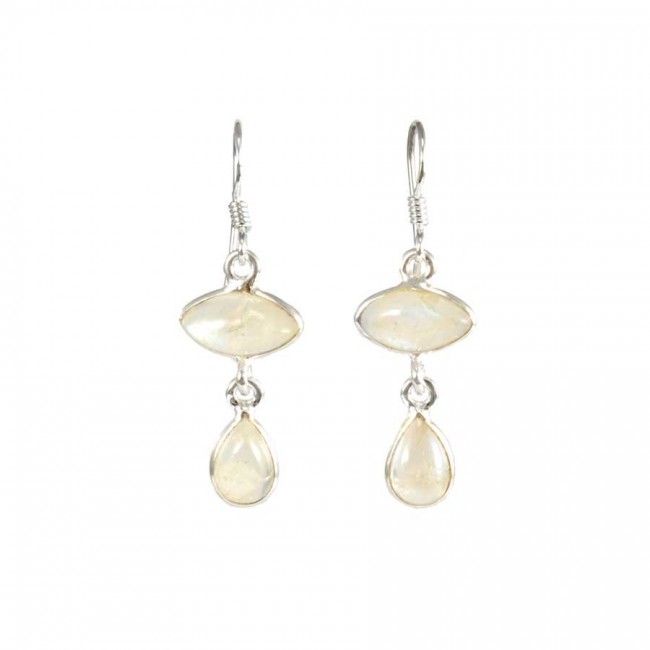 Boucles d'oreilles en argent avec deux pierres - BIJOUX ARGENT - Boutique Nirvana