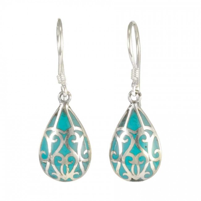 Silver Earrings with Colour Drop - Silver Jewellery - Boutique Nirvana