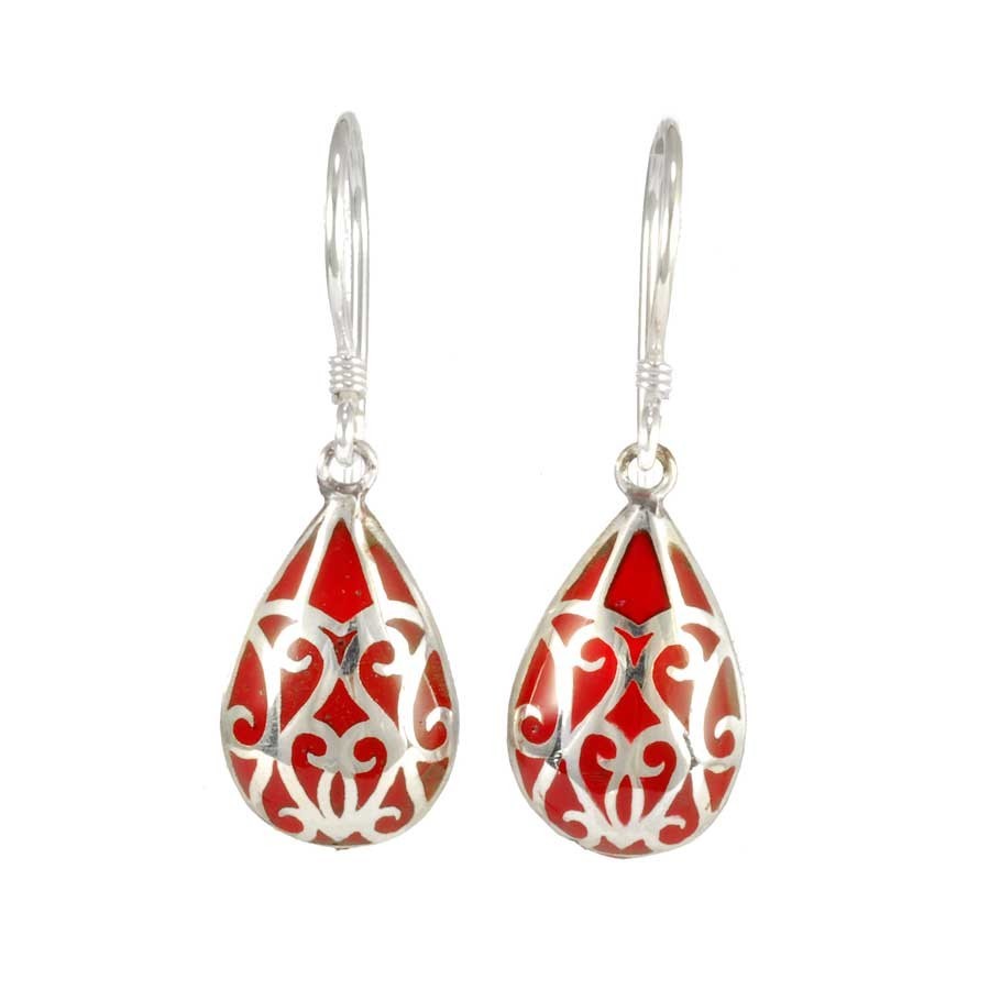 Silver Earrings with Colour Drop - Silver Jewellery - Boutique Nirvana