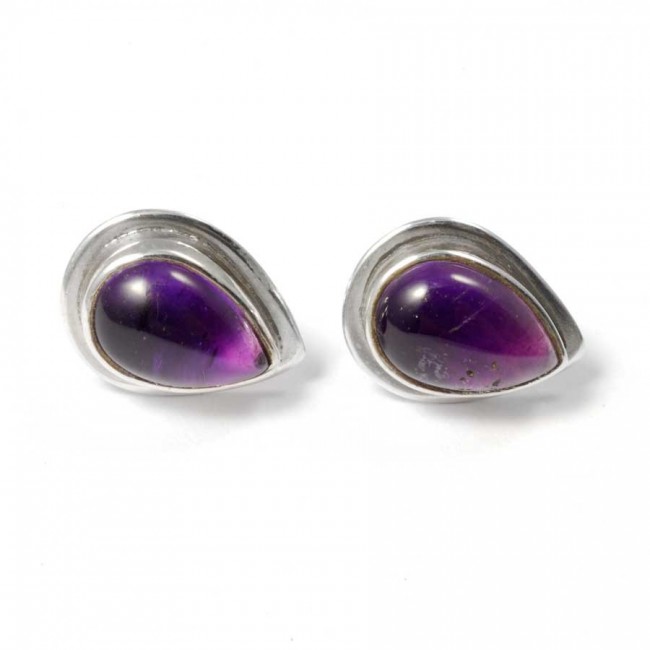 Teardrop Indian Gemstone Studs - Silver Jewellery - Boutique Nirvana