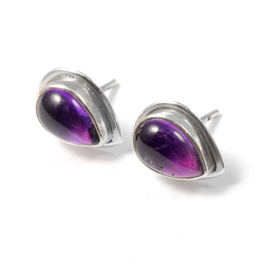 Teardrop Indian Gemstone Studs - Silver Jewellery - Boutique Nirvana