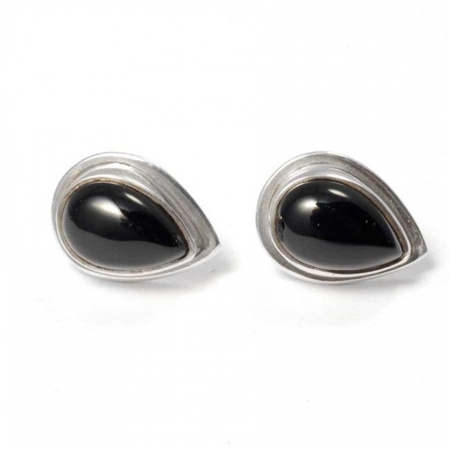 Boucles d'oreille pierre en goutte avec contour d'argent - BIJOUX ARGENT - Boutique Nirvana