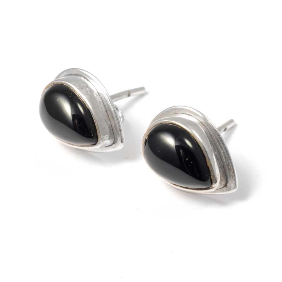 Boucles d'oreille pierre en goutte avec contour d'argent - BIJOUX ARGENT - Boutique Nirvana