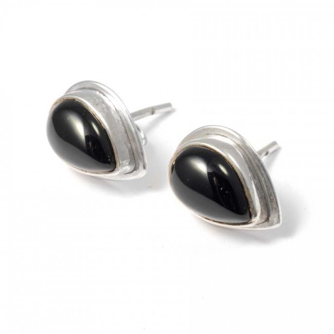 Boucles d'oreille pierre en goutte avec contour d'argent - BIJOUX ARGENT - Boutique Nirvana