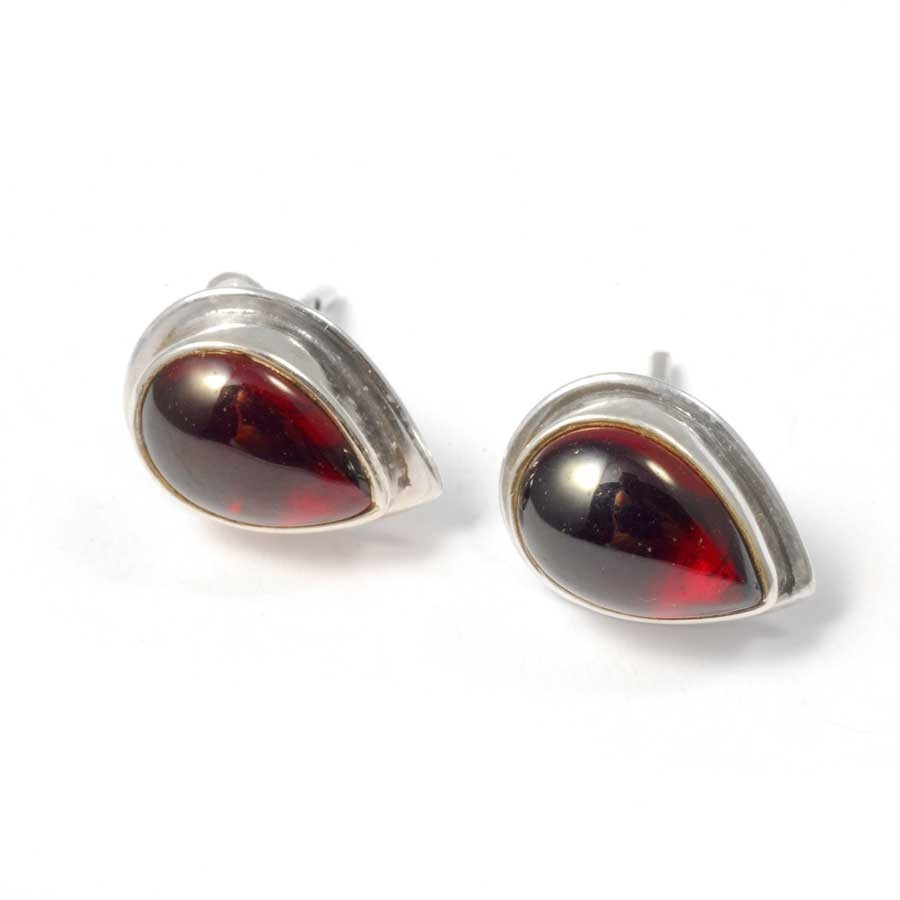 Teardrop Indian Gemstone Studs - Silver Jewellery - Boutique Nirvana