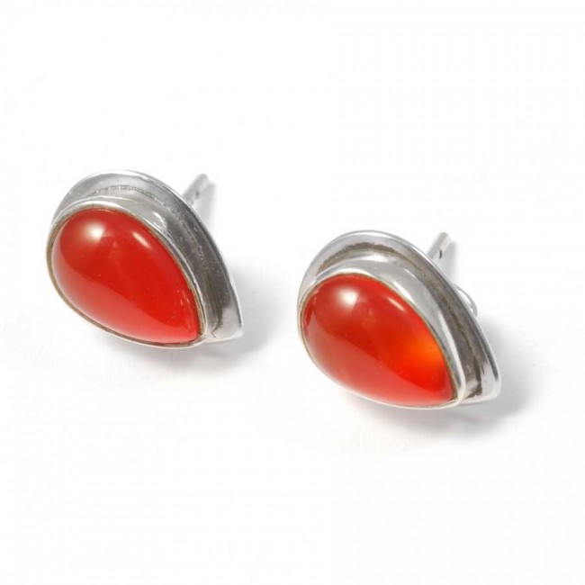 Teardrop Indian Gemstone Studs - Silver Jewellery - Boutique Nirvana