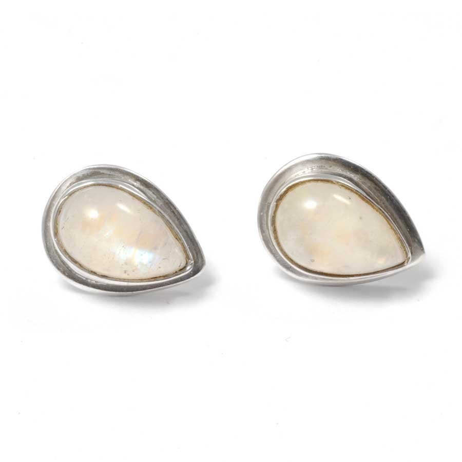 Teardrop Indian Gemstone Studs - Silver Jewellery - Boutique Nirvana