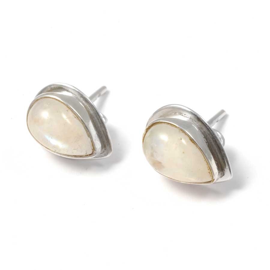 Teardrop Indian Gemstone Studs - Silver Jewellery - Boutique Nirvana
