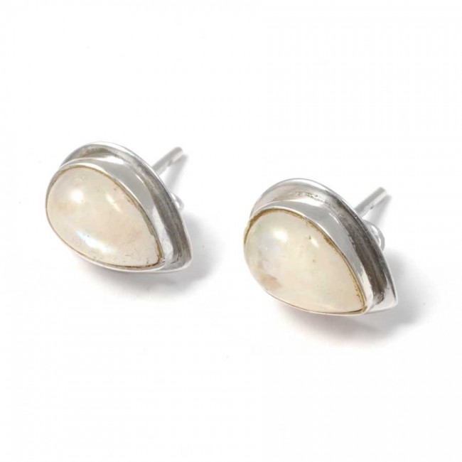 Teardrop Indian Gemstone Studs - Silver Jewellery - Boutique Nirvana
